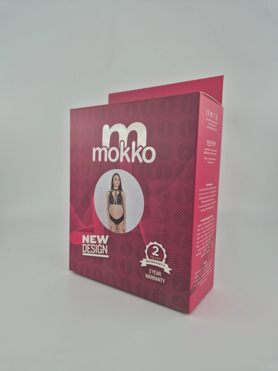 Harness Chain Chest, Piele Ecologica, Negru, S-L, Mokko Toys, #2, Erotic24.ro