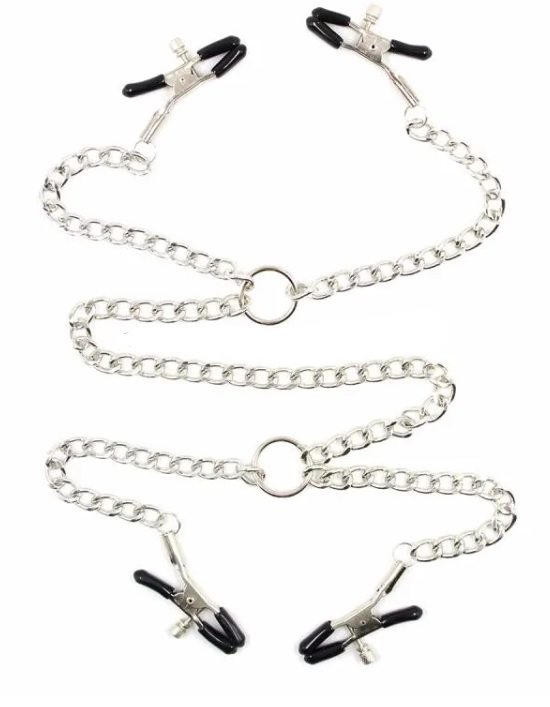 Clame pentru Sfarcuri si Labii Fetish Secrets, Argintiu/Negru, Mokko Toys, #1, Erotic24.ro