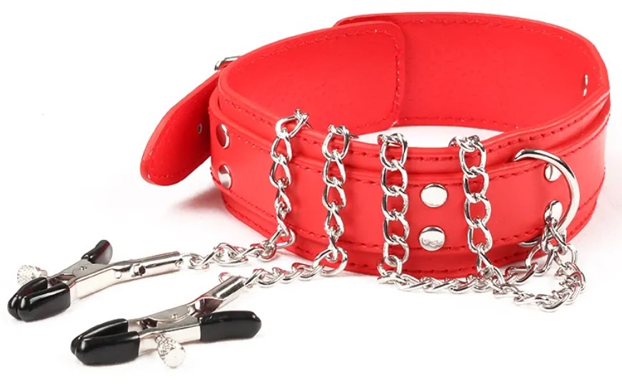 Zgarda cu Clame pentru Sfarcuri, Rosu, Passion Labs, #2, Erotic24.ro