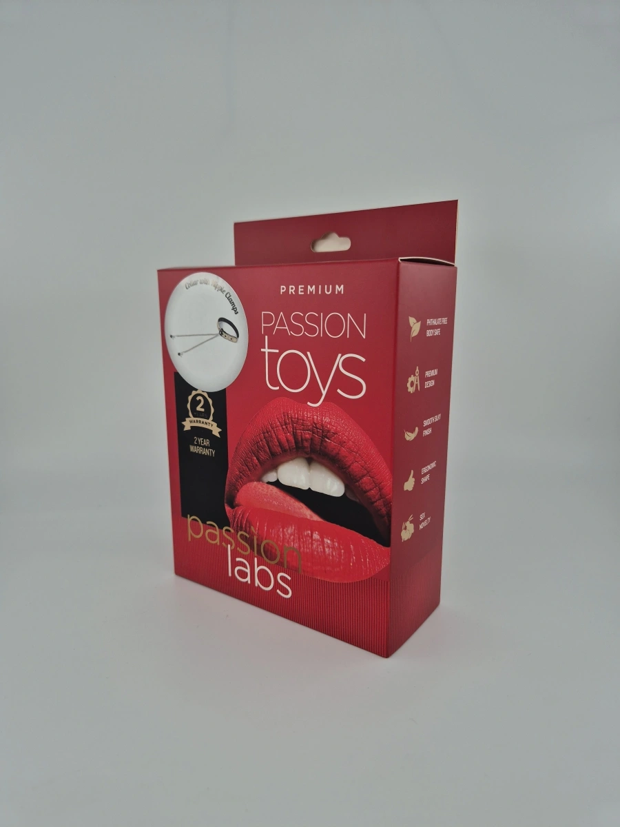 Zgarda cu Clame pentru Sfarcuri Fetish Play, Auriu/Negru, Passion Labs, Nr. 2, Erotic24.ro