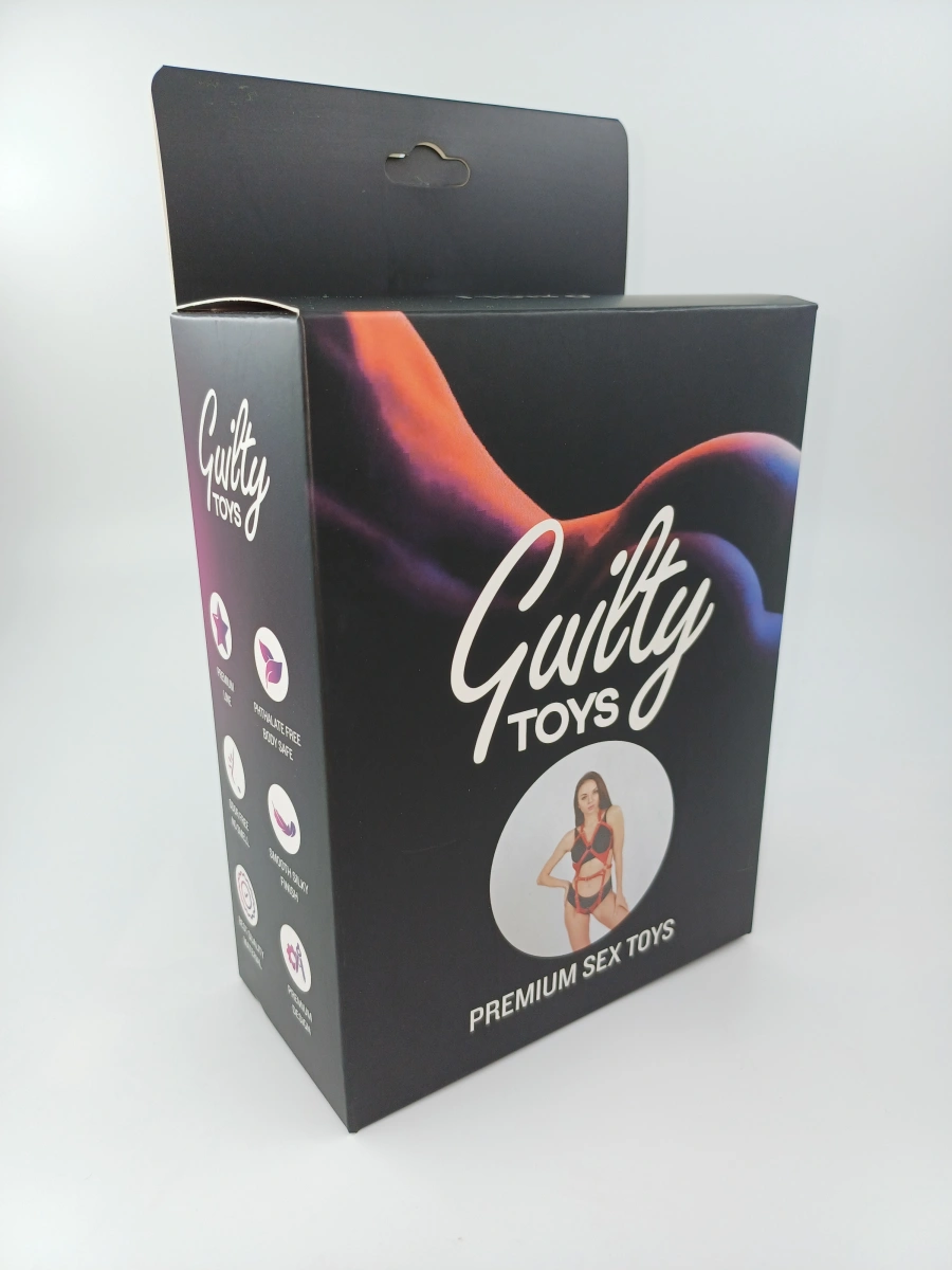 Harness Body, Piele Ecologica, Rosu, S-L, Guilty Toys, #3, Erotic24.ro