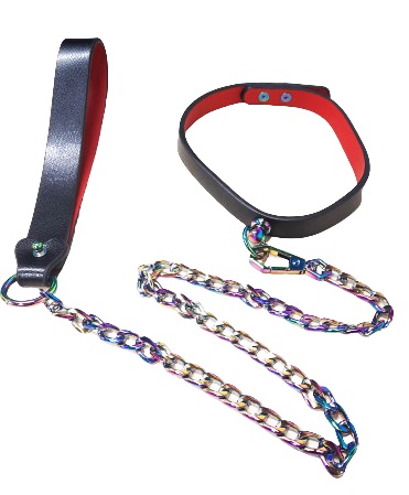 Set Rainbow Zgarda si Lesa, Negru, Guilty Toys, #1, Erotic24.ro