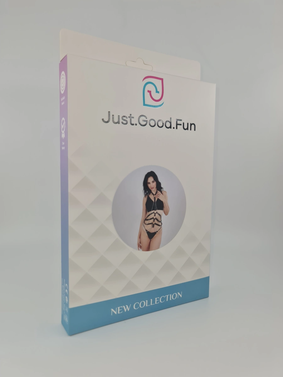 Harness Chains&Rings, Piele Ecologica, Negru, S-L, JGF Lingerie, #5, Erotic24.ro