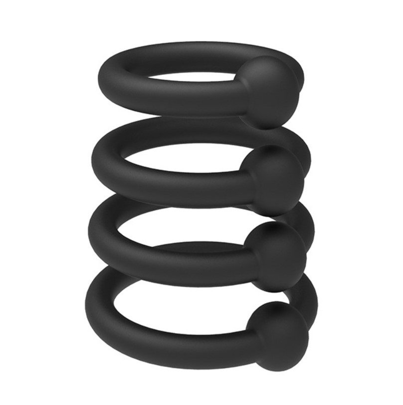 Inel Penis cu Bila, Silicon, Negru, 3.3 cm, #2, Erotic24.ro