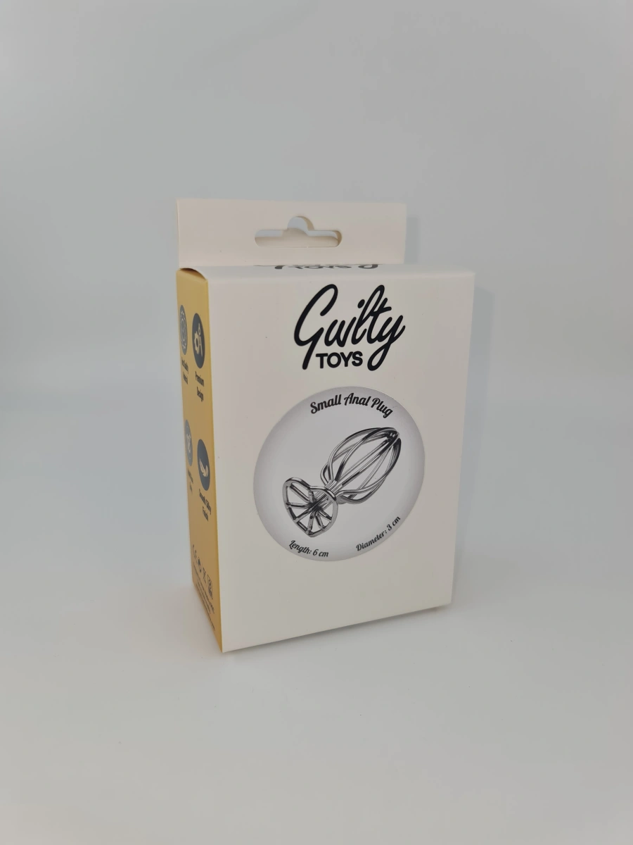 Dop Anal Metal Heart Small, Argintiu, Guilty Toys, #5, Erotic24.ro