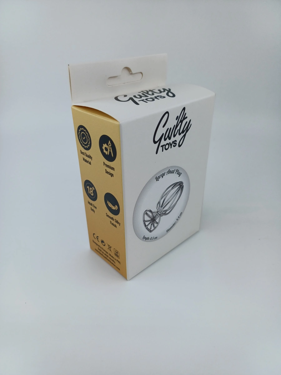 Dop Anal Metal Heart Large, Argintiu, Guilty Toys, #5, Erotic24.ro