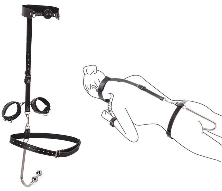 Sistem Retinere Hard Bondage cu 2 Bile, Negru, Passion Labs, #1, Erotic24.ro