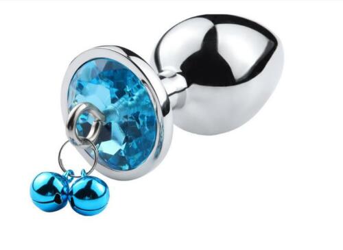 Dop Anal Metalic cu Clopotei Ring My Bells Small, Argintiu/Albastru, 7 cm, Passion Labs, Nr. 2, Erotic24.ro