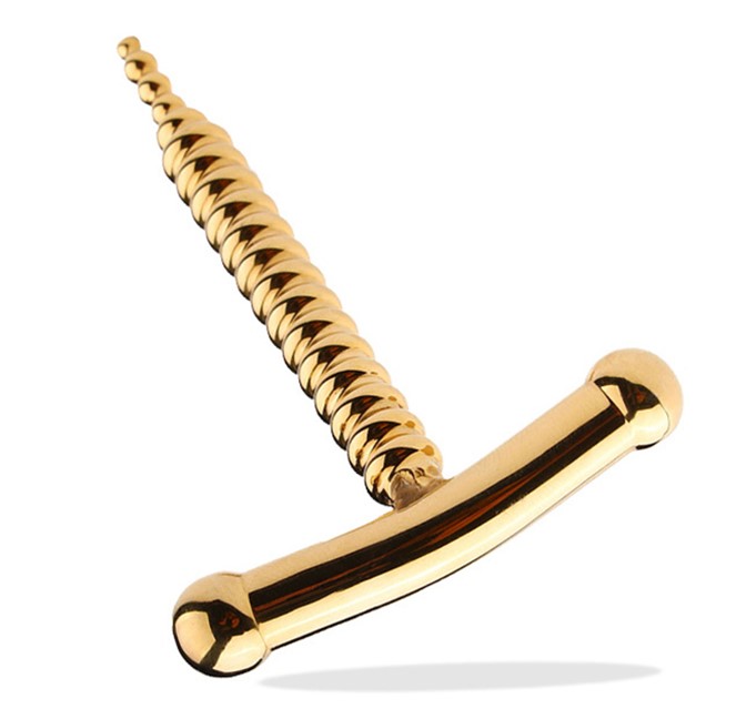 Dilatator Uretral Metalic Auriu 8.5 cm, Passion Labs, #3, Erotic24.ro