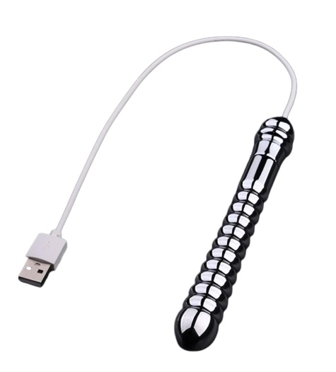 Bagheta cu Incalzire pentru Masturbatoare, Metal, USB, Argintiu, #2, Erotic24.ro