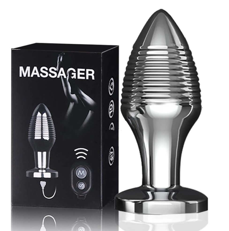 Dop Anal Remote Control, 10 Moduri Vibratii, Metal, USB, Argintiu, 7.5 cm, Nr. 2, Erotic24.ro