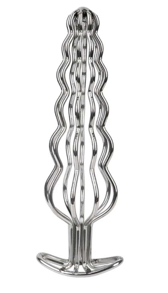 Dop Anal Wavy Bars, Metal, Argintiu, 16.5 cm, Guilty Toys