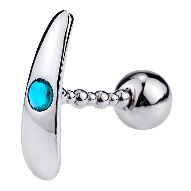 Dop Anal Metalic Riggs Large Flexibil Cristal Turcoaz Mokko Toys, #1, Erotic24.ro