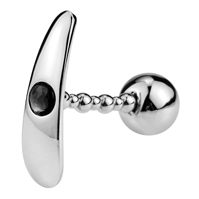 Dop Anal Metalic Riggs Large Flexibil Cristal Negru Mokko Toys, Nr. 1, Erotic24.ro