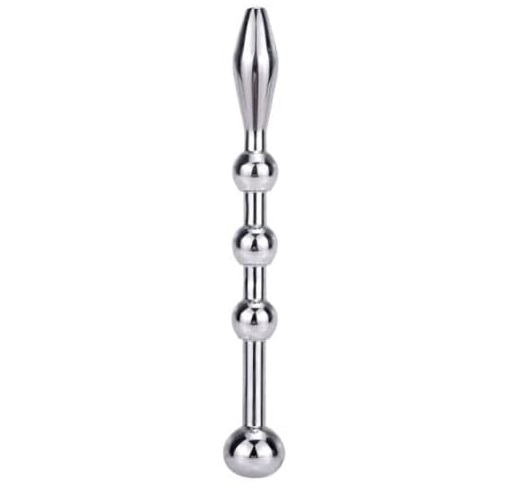 Dilatator Uretral Metalic cu Bile, Metal, Argintiu, 6 cm, #1, Erotic24.ro