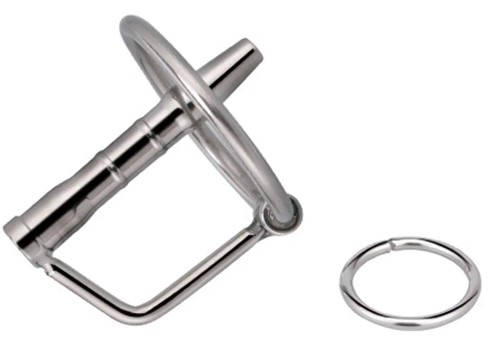 Dilatator Uretral Cum Thru Glansring, Metal, Argintiu, Passion Labs, #1, Erotic24.ro