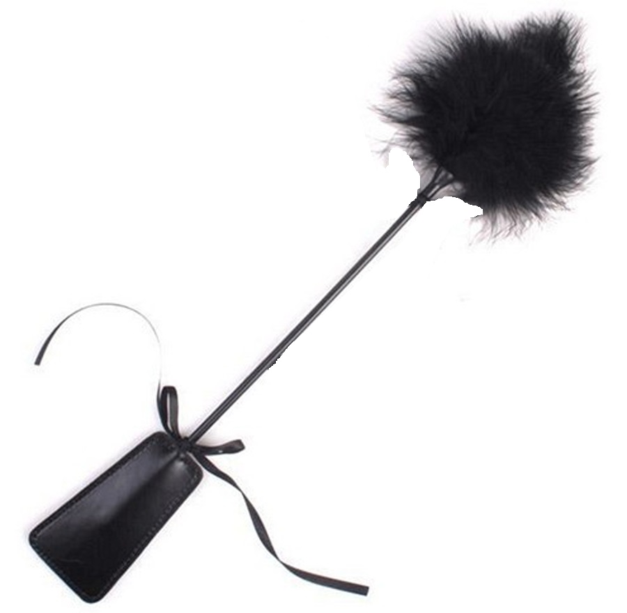 Accesoriu Dublu Padela-Tickler cu Fundita 30 cm, Negru, #1, Erotic24.ro