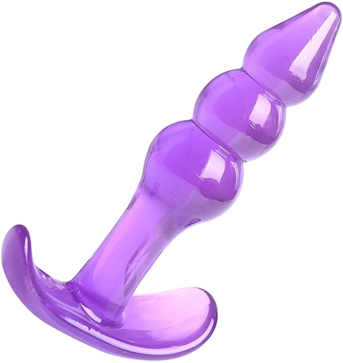 Dop Anal Beaded Jelly, PVC, Mov, 9 cm, Passion Labs, #1, Erotic24.ro