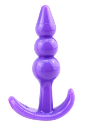 Dop Anal Beaded Fun, PVC, Mov, 9 cm, Mokko Toys, #1, Erotic24.ro