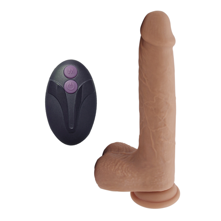 Vibrator Realist 10 Moduri Impingere, 7 Moduri Vibratii, Silicon Lichid, Natural, 23 cm