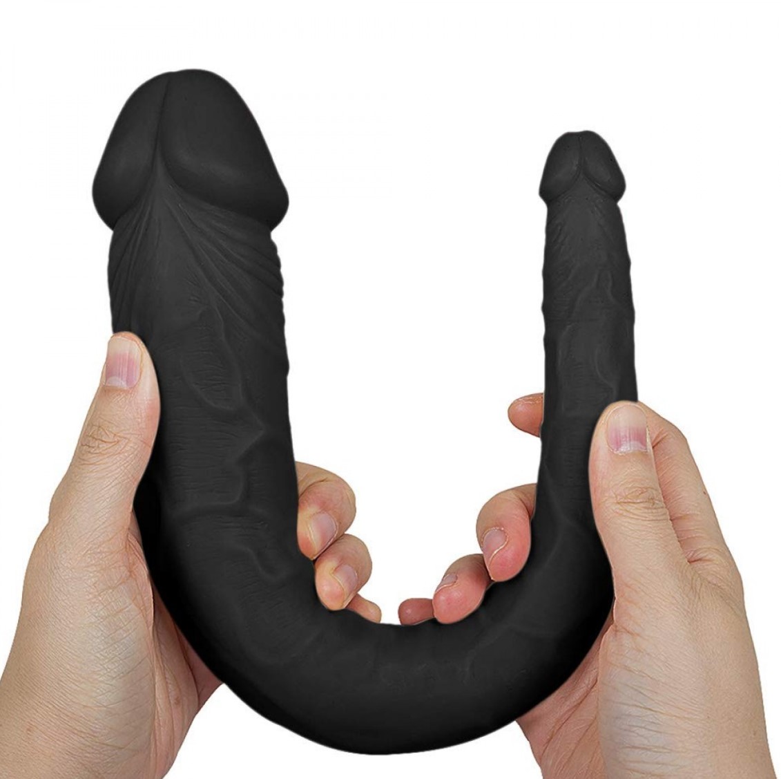 Dildo Double Pleasure, PVC, Negru, 38 cm , Nr. 3, Erotic24.ro
