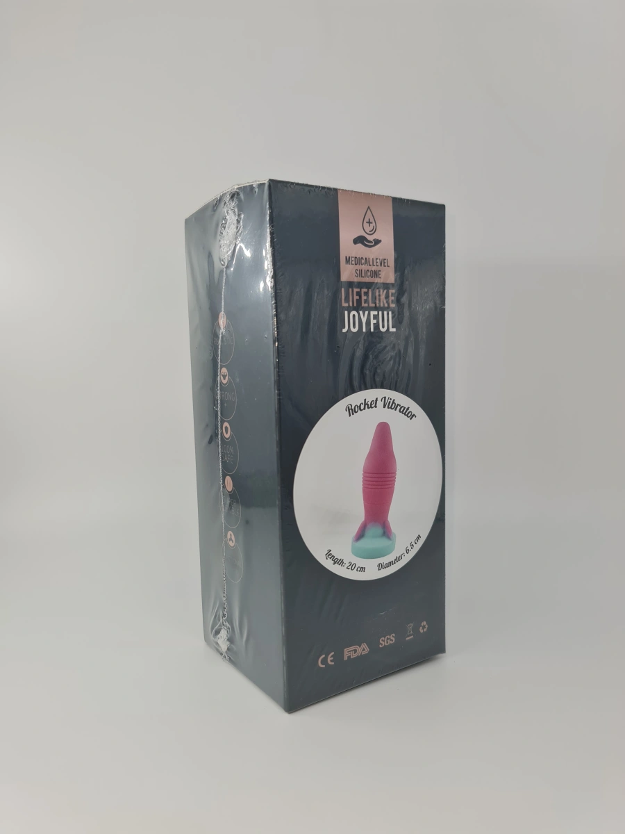 Vibrator Rocket 10 Moduri Vibratii, Silicon Lichid, Roz/Verde, 20 cm, Nr. 2, Erotic24.ro