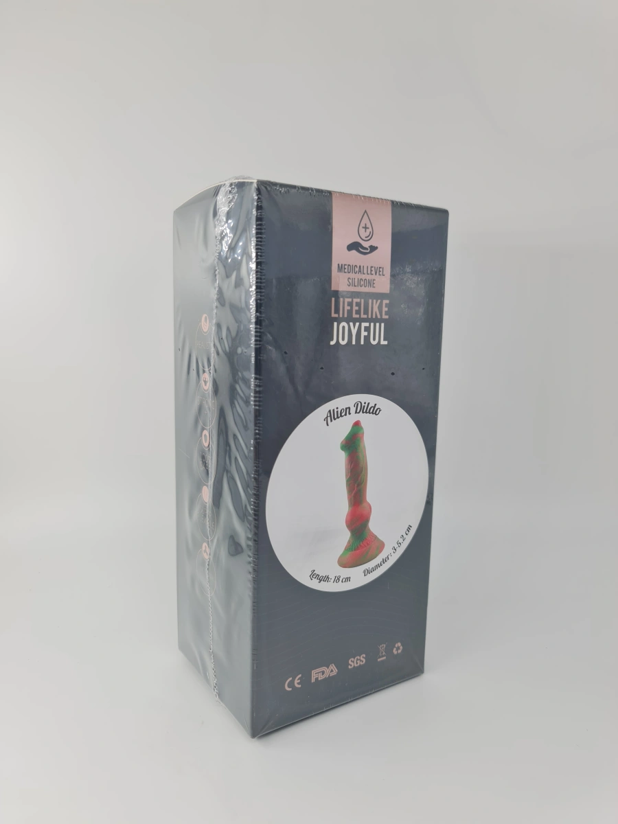 Dildo No.14 Fantasy Beasts, Silicon Premium, Rosu/Verde, 18 cm, #2, Erotic24.ro