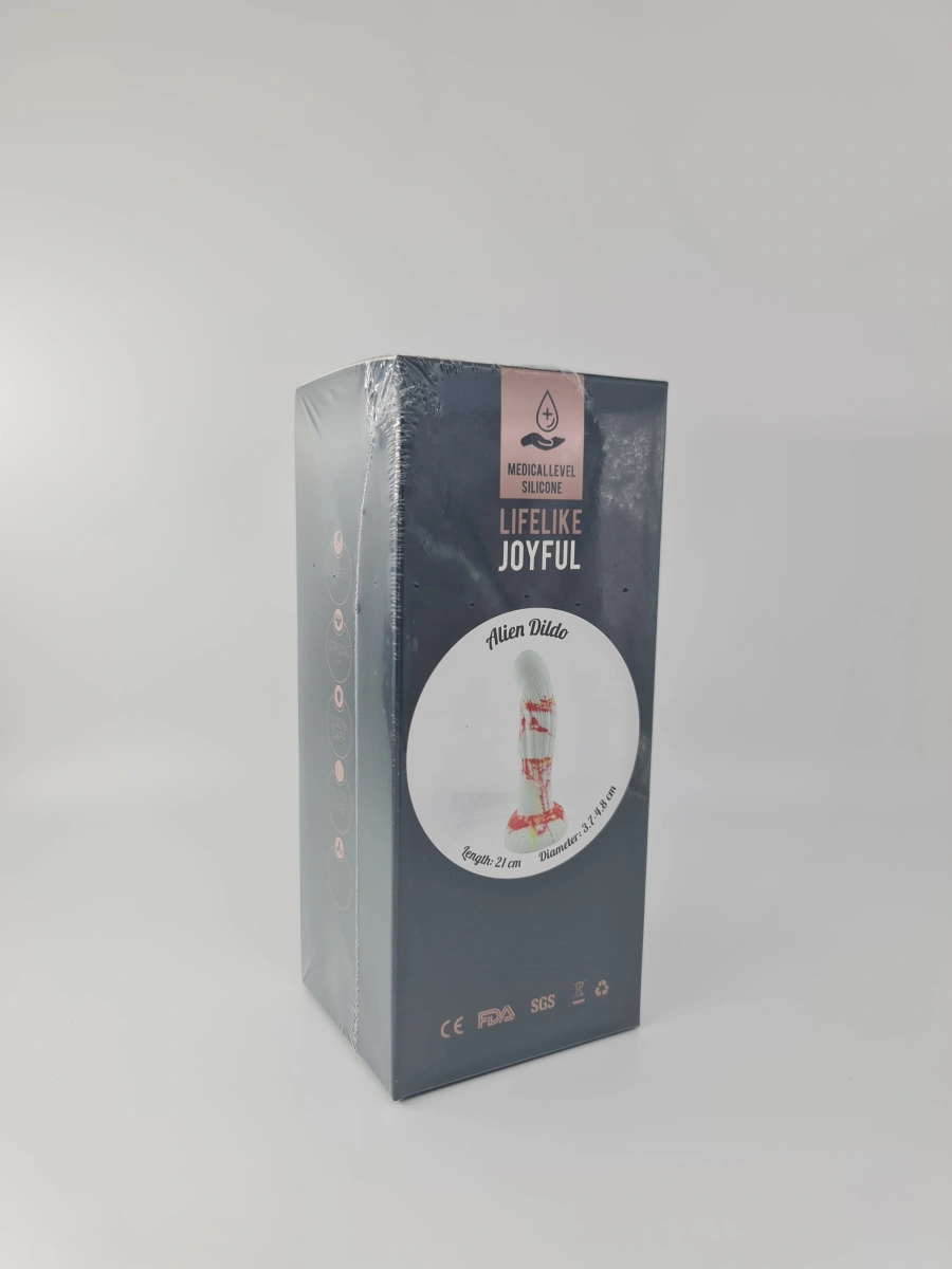 Dildo No.9 Fantasy Beasts, Silicon Premium, Alb/Rosu, 21 cm, Nr. 2, Erotic24.ro