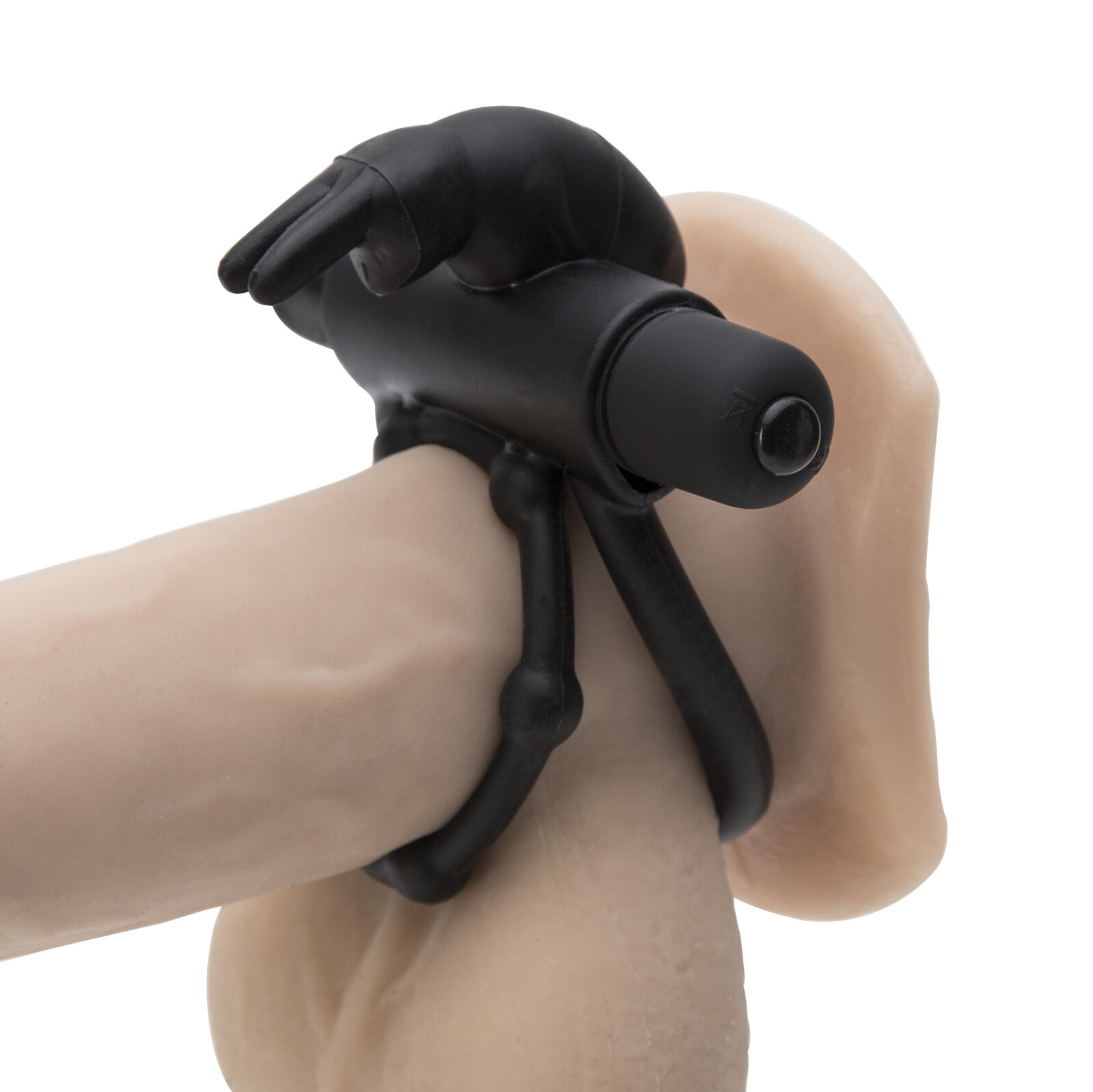 Inel Dublu de Penis Crazy Rabbit, 10 Moduri Vibratii, Silicon, Negru, Passion Labs, Nr. 1, Erotic24.ro