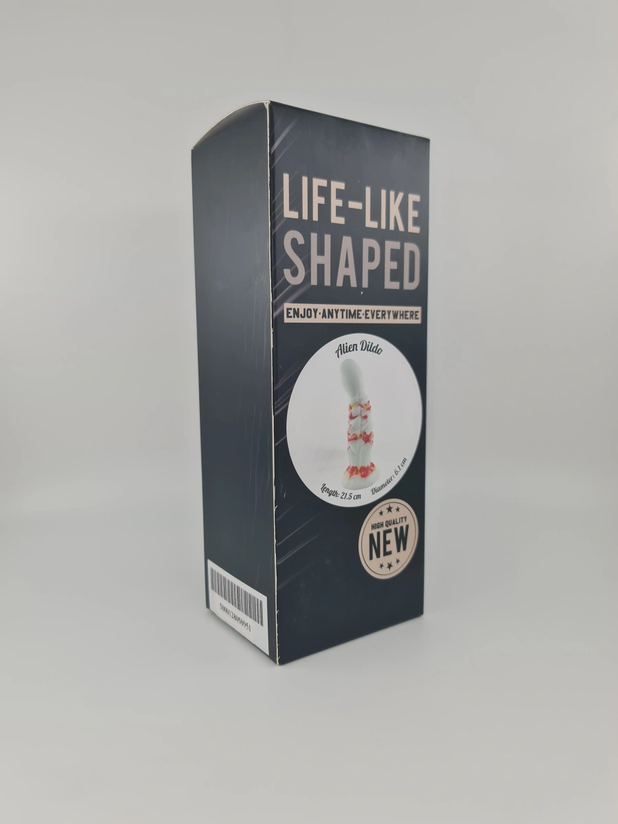 Dildo No.5 Fantasy Beasts, Silicon Premium, Alb/Rosu, 21.5 cm, Nr. 2, Erotic24.ro