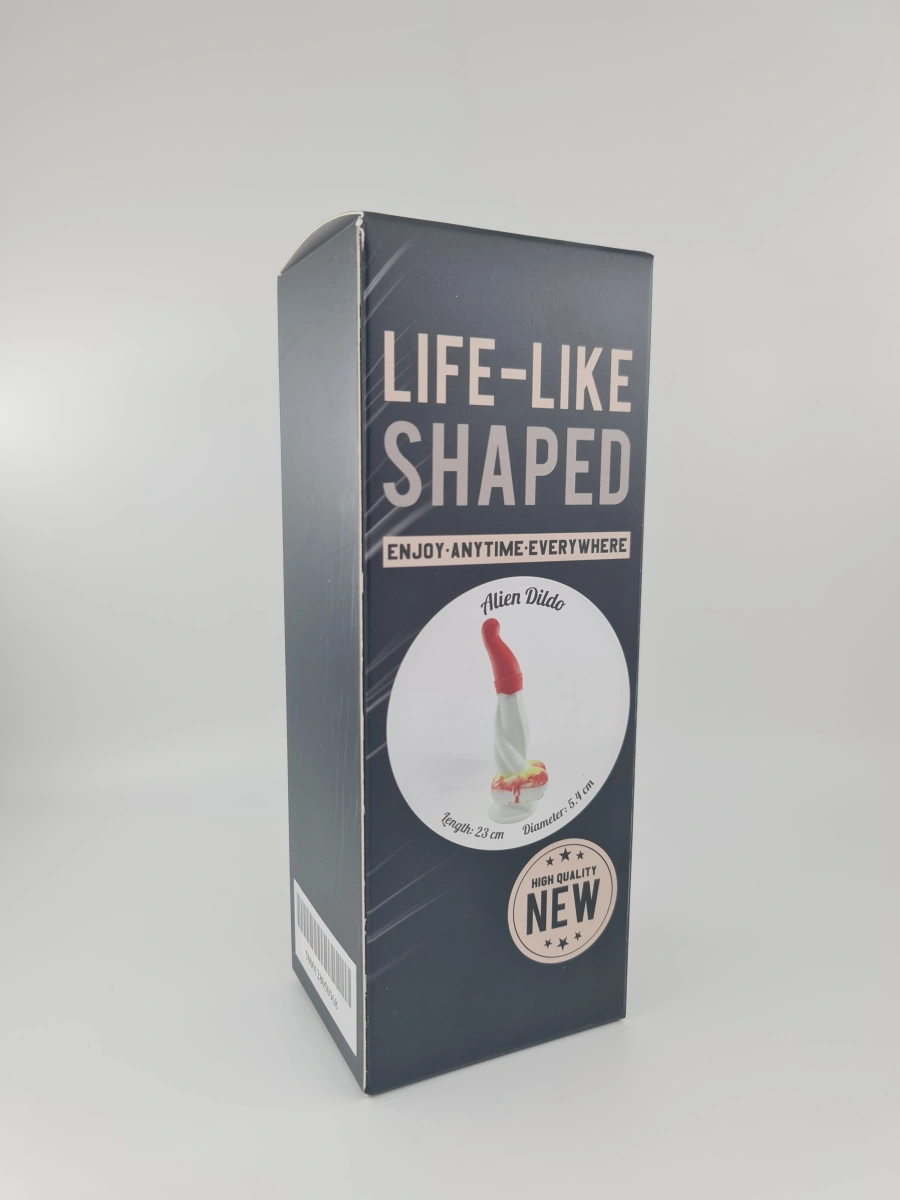 Dildo No.7 Fantasy Beasts, Silicon Premium, Rosu/Alb, 24 cm, Nr. 2, Erotic24.ro