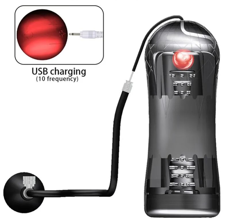 Masturbator cu Pompa, 10 Moduri Vibratii, USB, Negru, #1, Erotic24.ro