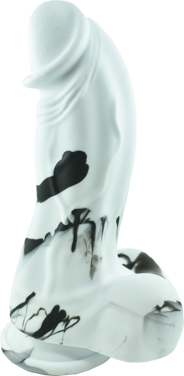 Dildo Realist The Great, Silicon Premium, Alb/Negru, 22 cm, Passion Labs, #1, Erotic24.ro