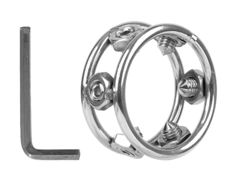 Inel Penis cu Suruburi, Large, Metal, Argintiu, Guilty Toys, Nr. 1, Erotic24.ro