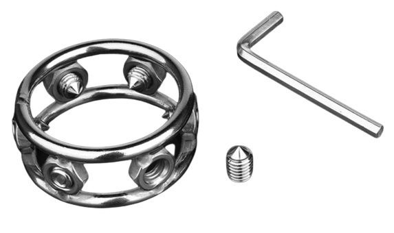 Inel Penis cu Suruburi, Small, Metal, Argintiu, Guilty Toys, Nr. 2, Erotic24.ro