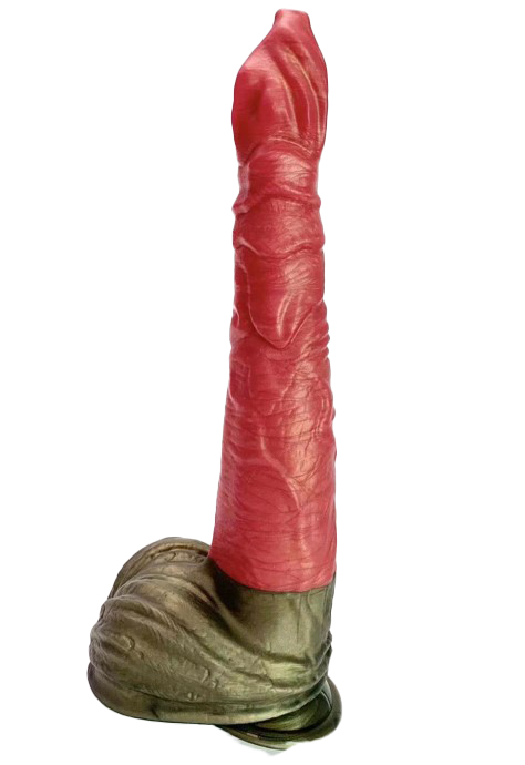 Dildo No.28 Fantasy Beasts, Silicon Premium, Rosu/Verde, 29 cm, Mokko Toys