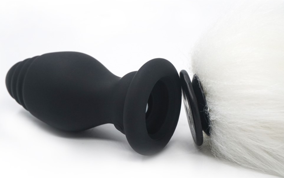 Dop Anal cu Coada,10 Moduri Vibratii, Remote Control, Silicon, USB, Alb, Guilty Toys, #2, Erotic24.ro