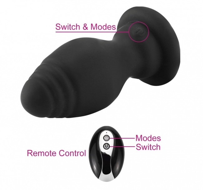 Dop Anal cu Coada,10 Moduri Vibratii, Remote Control, Silicon, USB, Alb, Guilty Toys, #3, Erotic24.ro