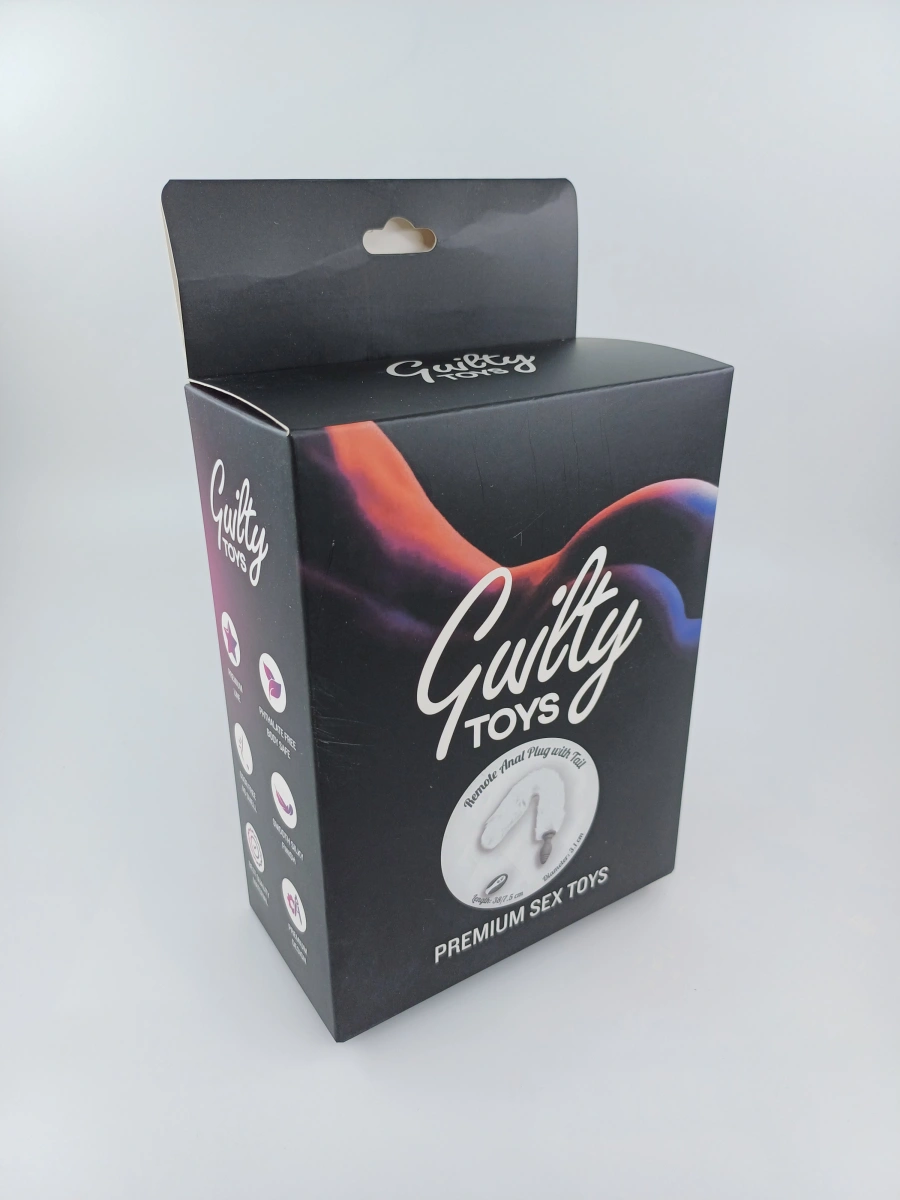 Dop Anal cu Coada,10 Moduri Vibratii, Remote Control, Silicon, USB, Alb, Guilty Toys, #7, Erotic24.ro