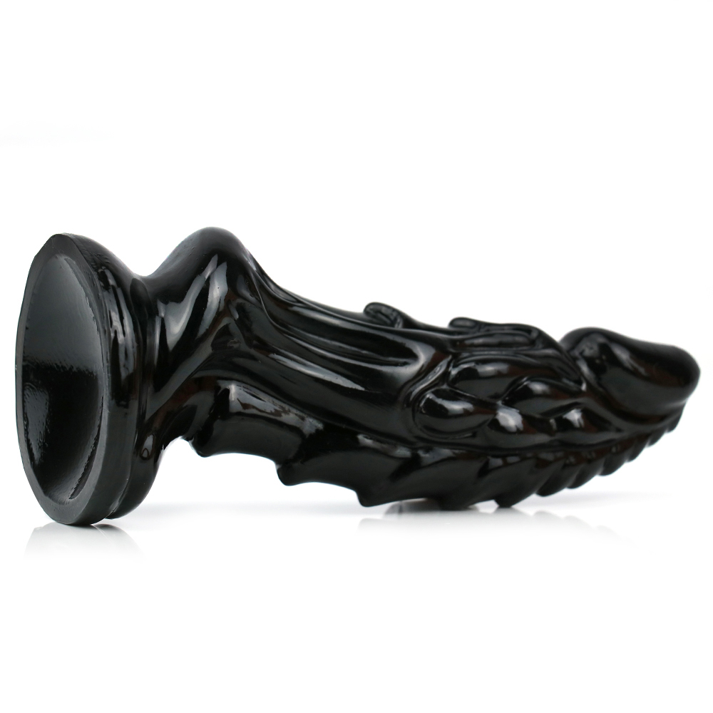 Dildo Dragon Power cu Ventuza, PVC, Negru, 19 cm, Passion Labs, Nr. 5, Erotic24.ro