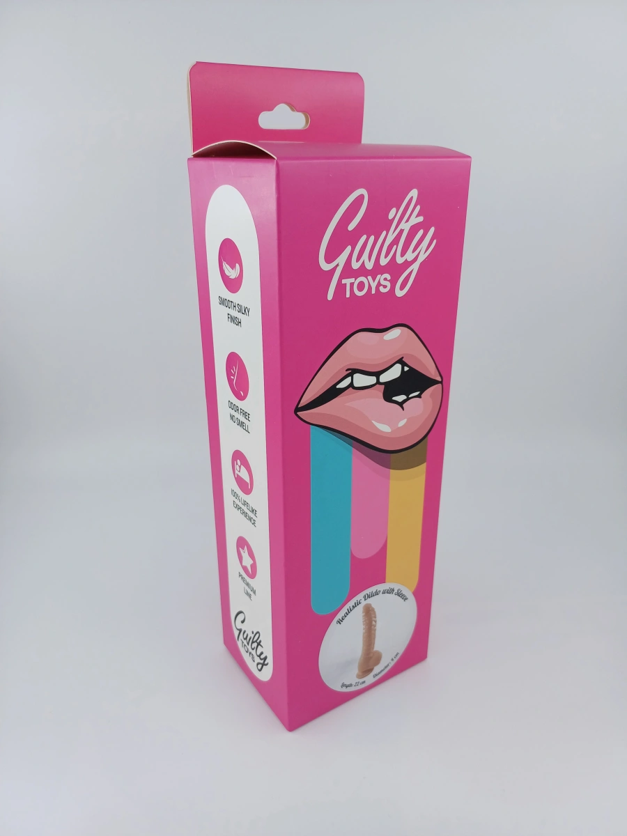 Dildo Extra Ribs cu Ventuza, PVC, Natural, 22 cm, Guilty Toys, #2, Erotic24.ro