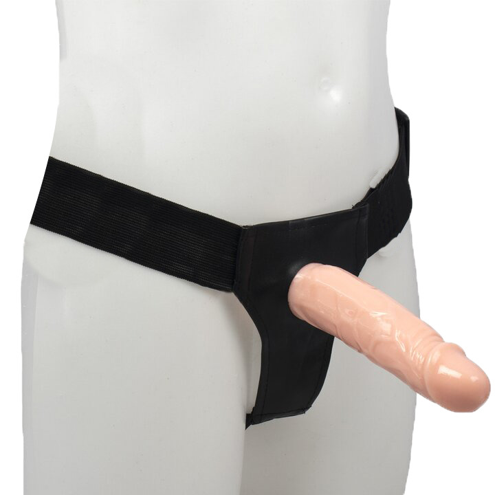 Strap-On Hollow Drew, PVC, Natural, 15.5 cm, Passion Labs, #1, Erotic24.ro