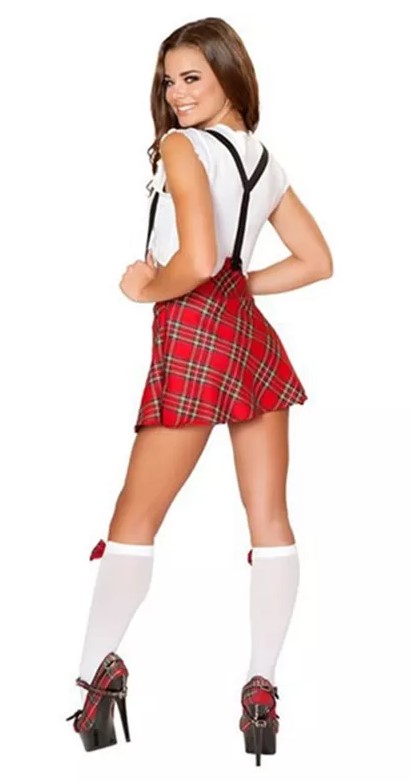 Uniforma School Girl Christy, 3 Piese, Rosu/Alb, OS, JGF Lingerie, #2, Erotic24.ro