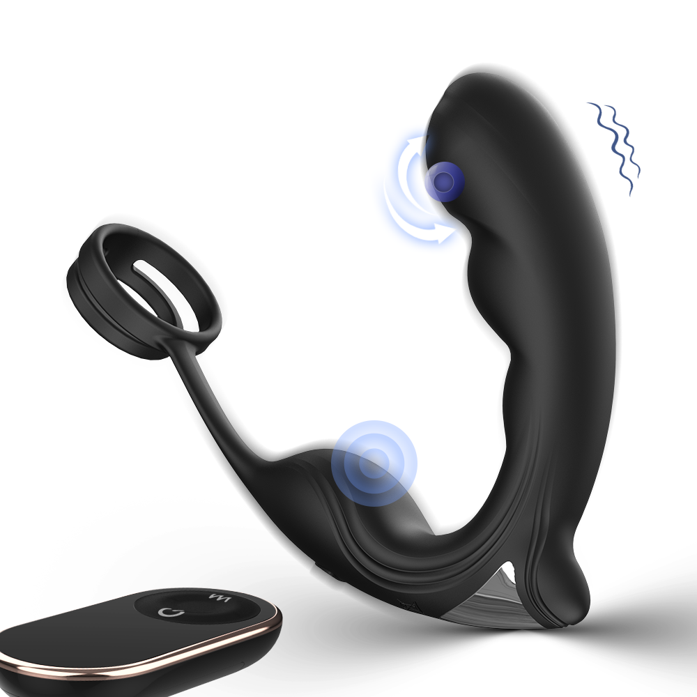 Stimulator Adolf, Remote Control, Vibrating&Sliding, Silicon, USB, Negru, 12.5 cm, Guilty Toys, #2, Erotic24.ro