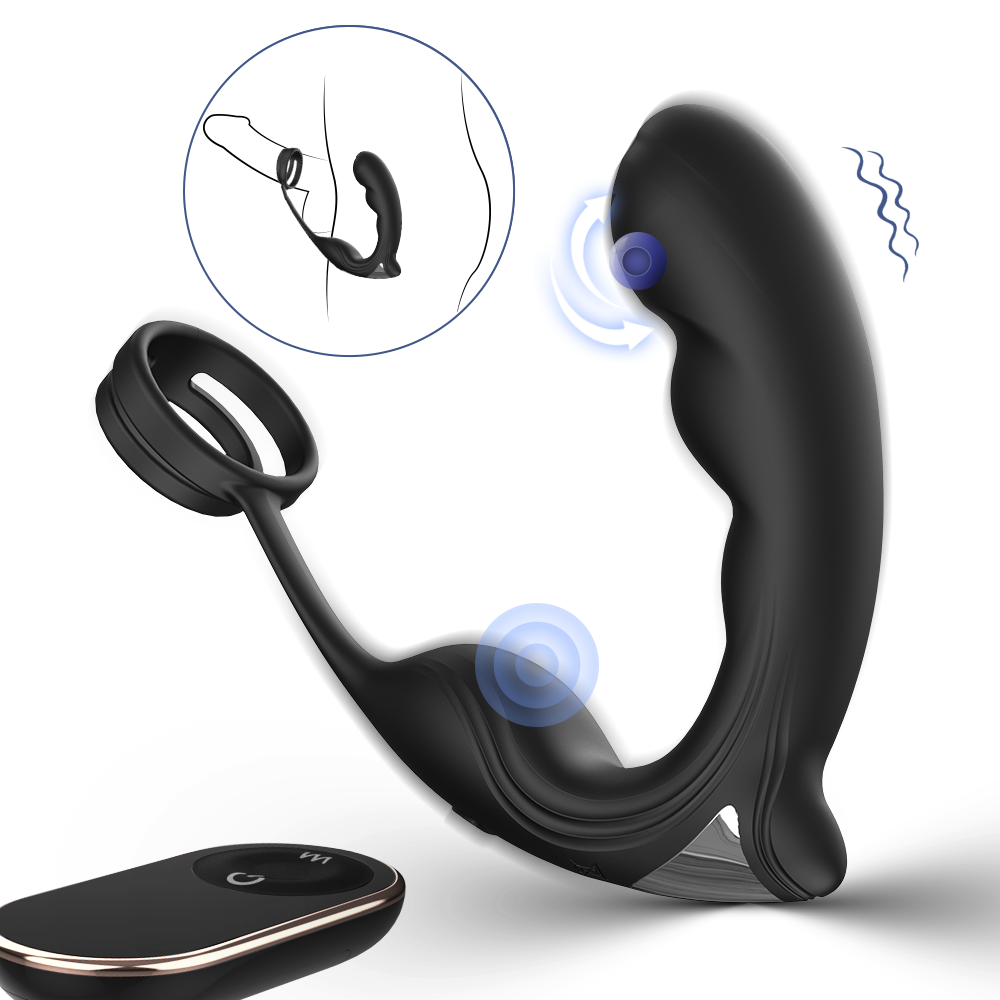 Stimulator Adolf, Remote Control, Vibrating&Sliding, Silicon, USB, Negru, 12.5 cm, Guilty Toys, #1, Erotic24.ro