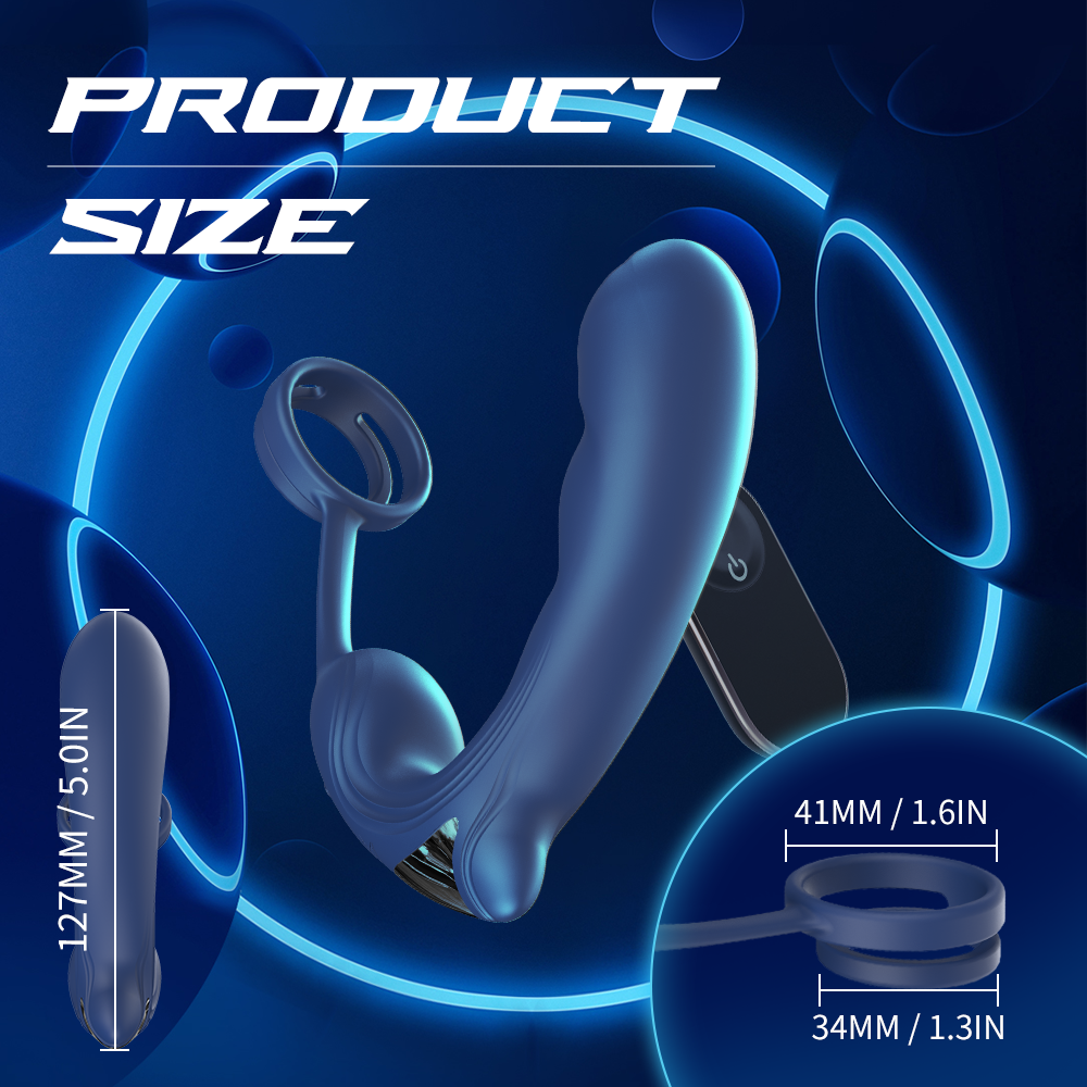 Stimulator Adolf, Remote Control, Vibrating&Sliding, Silicon, USB, Albastru, 12.5 cm, Guilty Toys, #5, Erotic24.ro