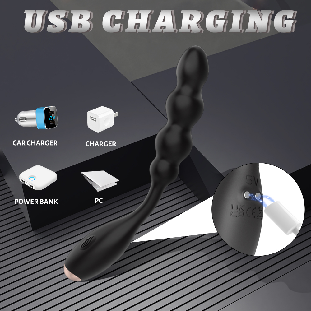 Stimulator Anal Noel, 9 Moduri Vibratii, Silicon, USB, Negru, 17.2 cm, Guilty Toys, #3, Erotic24.ro