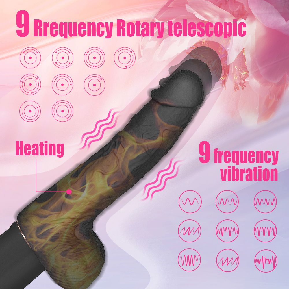 Vibrator Suction Cup Flash, Remote Control, Thrusting, Vibrating, Heating, Negru, 24 cm, Mokko Toys, #2, Erotic24.ro