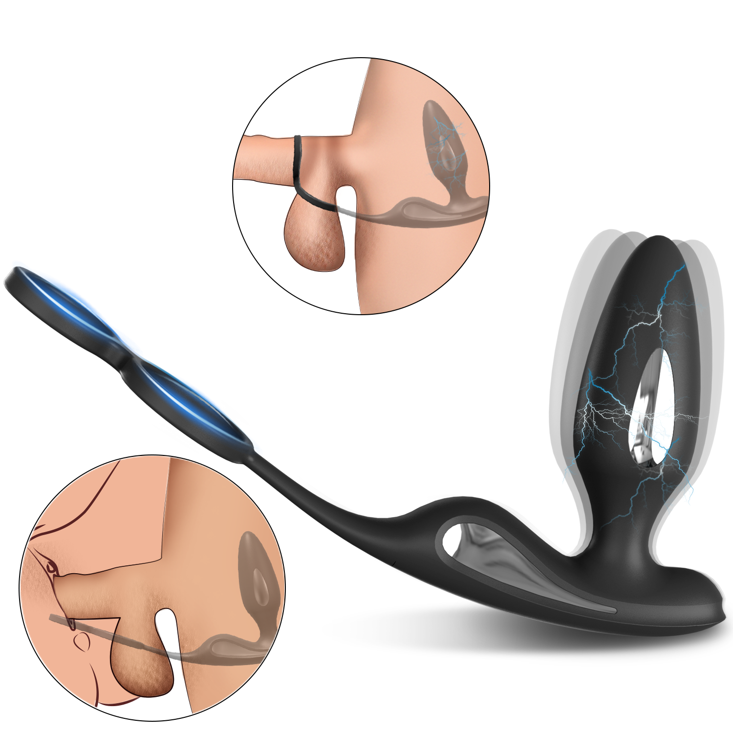 Stimulator Dustin, 9 Moduri Vibratii, 3 Moduri Electrostimulare, Silicon, Negru, 12.6 cm, Guilty Toys, #1, Erotic24.ro