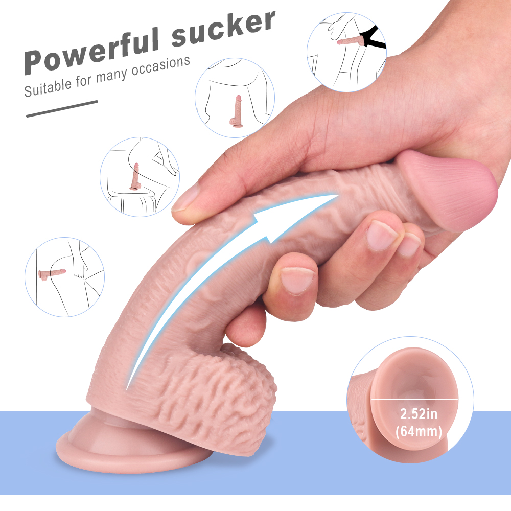 Strap-on Blaze, Dildo Realist cu Ventuza, PVC, Natural, 21 cm, Mokko Toys, #9, Erotic24.ro